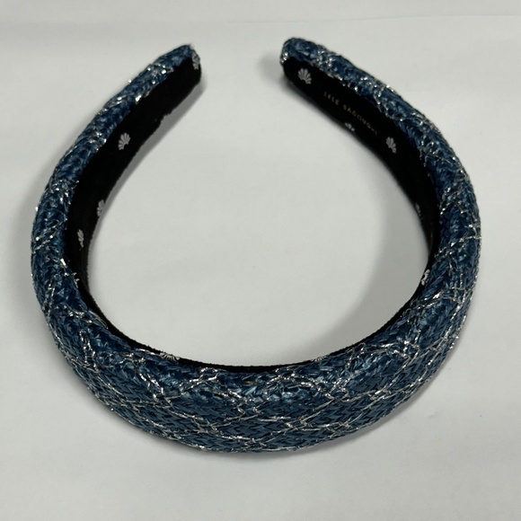 NWT ? Lele Sadoughi Blue and Silver Raffia Alice Headband ?
